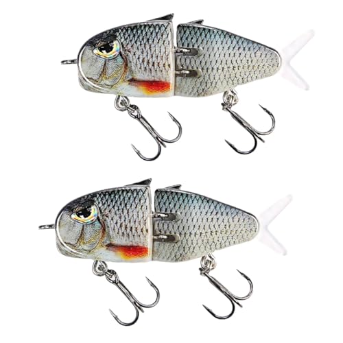 2Pcs Mini Glide Bait for Bass Fishing,Slow Sinking Fishing Lure,Freshwater Saltwater Multi Jointed Swimbait Wobbler,for Amazing Fishing Gear Gifts for Family - color: Silver