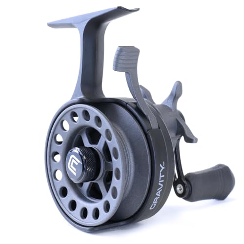 CLAM Ice Fishing Reels Inline and Spinning - style: Clam 15504 Gravity Reel - Rh Retrieve, Graphite