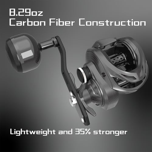 Baitcaster Reel Carbon Fiber 9+1 Ball Bearings Anti-Corrosion Baitcasting Fishing Reel Magnetic Brake System Bait Caster Reel High Speed Gear Ratio 6.3:1 Ultra Smooth - style: Right Hand
