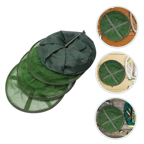 Foldable Collapsible Fishing Guard Net with Stainless Steel Anchors 25cm X 115cm, 2pcs Crab Keeping Basket for Kayak and Dock Fishing