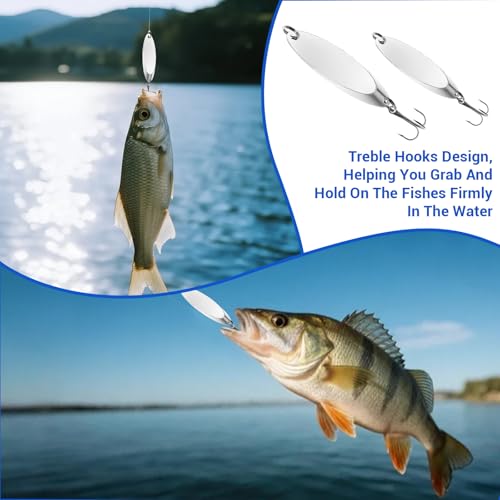 Fishing Lures Spoons, Trout Lures 5pcs/30pcs Hard Metal Spinner Bass Baits 5 Sizes Casting Spoon Hooks for Salmon Bass in 1/5oz 1/4oz 3/8oz 1/2oz 3/4oz - color: 5PCS-7g/10g/14g/18g/21g