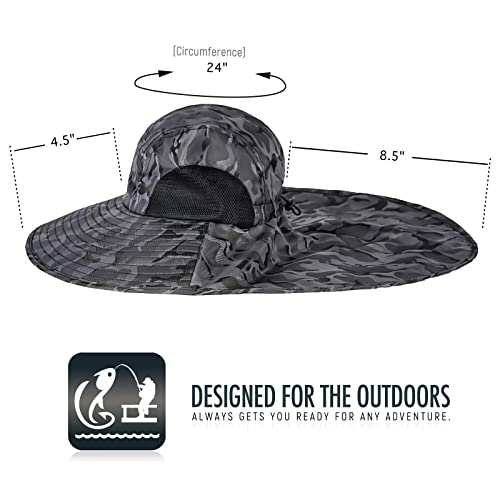 Outdoor Sun Hat for Men with 50+ UPF Protection Safari Cap Wide Brim Fishing Hat with Neck Flap, for Dad… - color: Blue Camouflage