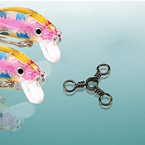 AMYSPORTS Fishing Connector Fish Swivels Tackle 3 Way Fishing Swivel Saltwater Freshwater Fishing Tackle Accessories Crossline Trolling Line Lure Connector - size: Size7 (29lb) 50 pcs