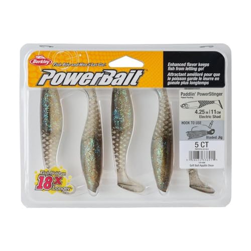 Berkley PowerBait Paddlin' PowerStinger Fishing Soft Bait - color: Electric Shad, size: 4 1/4"
