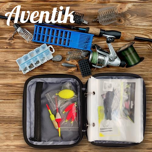 Aventik Fishing Tackle Binder Hard EVA Shell Cover Fishing Bait Organized Storage Saltwater Resistant Fishing Tackle Storage Bag(black) - color: Black