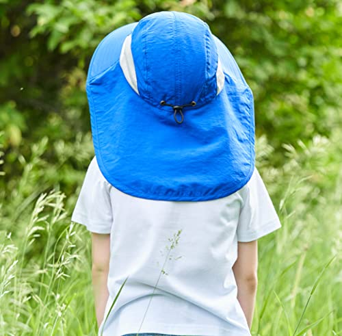 Connectyle Kids Large Brim UV Protection Sun Hat with Neck Flap Mesh Fishing Cap - color: Blue