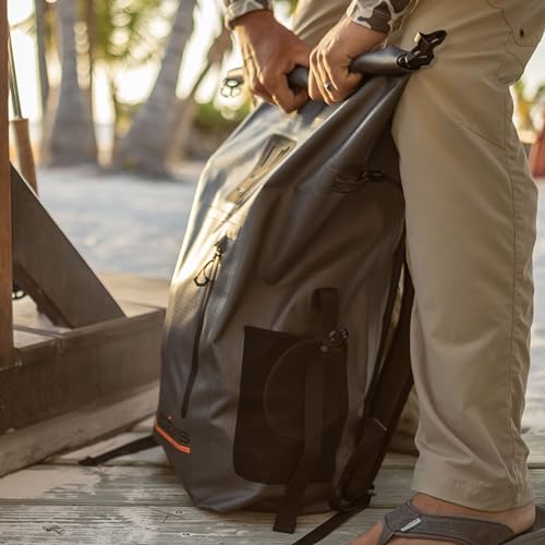 Grundéns Wayward Roll-Top Backpack – Fully Waterproof Fishing & Adventure Gear Pack, 38L, Deep Depths