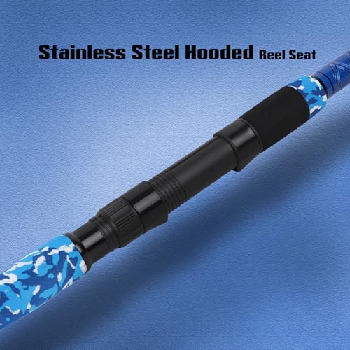 Fiblink Surf Rod,Portable Travel Fishing Rod,Spinning Rod with Blue Camouflage Handle,2Piece/3Piece/4Piece Carbon Fiber Fishing Rod (9ft/10ft/12ft/14ft) - style: 14' - Heavy - 20-40lb - 3pc