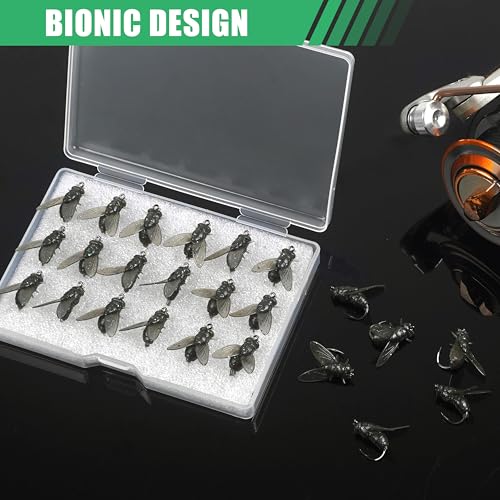 Bionic Fly Fishing Baits, Fly Fishing Flies Kit Trout Jigs Swimbaits Dry Flies Bionic Fishing Lures Fly Fishing Hook for Bass Panfish Trout - style: Black-18pcs