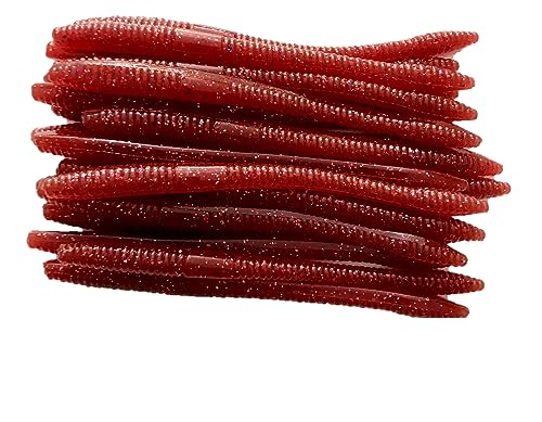 20 Pcs 6.25" Drop Shot Finesse Worms (Scented, Floats) Soft Plastic Baits for Bass Fishing - color: Crazy Night Crawler