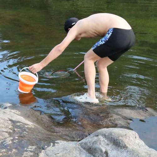 Fishing Nets with Bucket Fishing Retractable Landing Net Lightweight Aluminum Pole with Non-Slip Handle for Catch and Release and Release Frogs Butterfly Youth Outdoor - style: Blue