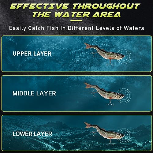 GOTOUR Jointed Swimbaits, Easy Catch Fishing Lures for Bass Trout Crappie | Wiggling Vibrating Rattling Gurgling for More Bites, Heavy-Duty Dyneema Fiber, Slow Sinking, Fresh & Saltwater Fishing Baits - color: C1-4.7"-0.6oz