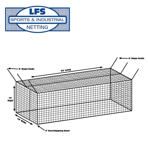 LFS Batting Cage Net – Baseball & Softball Netting for Indoor & Outdoor Training | UV Treated, Weather Resistant, Durable | Net Only – No Frame Included - size: #36, style: 12 x 14 x 55