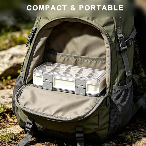 Fishing Tackle Box Tackle Tray Floating Fishing Lure Box Storage Organizer Plastic Box with Adjustable Dividers White Silicone Vertebrae