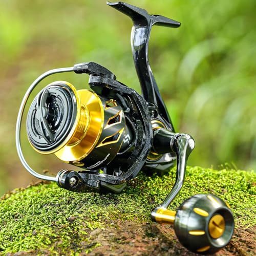 Sougayilang Spinning Reel – 26LB Drag & Loud Metal Clicker, 5.2:1 Gear Ratio, 13+1 Bearings, 4-Point Waterproof, CNC Aluminum Spool & Handle for Bass Trout Salmon - size: 3000