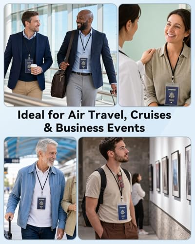 Uniclife 3 Pack Passport Holders with Lanyards for Travel Events | clear PVC passport holders with lanyards are waterproof and extra large for travel, cruises, events and IDs.