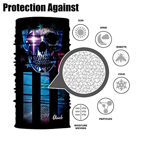 Obacle Neck Gaiter Face Mask Bandana for Dust Wind Sun Protection for Men Women - color: Blue Face Skull Flag