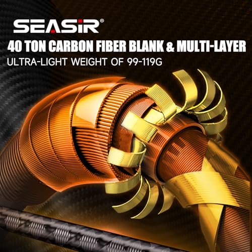 SEASIR CastX Medium Heavy Fishing Rod, Medium Light Spinning Casting Rod, 2 Piece Baitcasting Rod, Saltwater Freshwater Baitcaster Rod, Fast Action, 40T Carbon Fiber, EVA & Cork Grip, Zirconia Ring - style: 2.1m/S702-mh