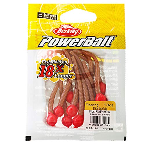 Berkley PowerBait Floating Mice Tails Fishing Soft Bait (1) - color: Natural/Fluorescent Red, size: 3"