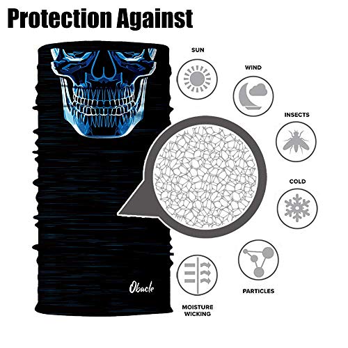 Obacle Neck Gaiter Face Mask Bandana for Dust Wind Sun Protection for Men Women - color: Blue-line Skull