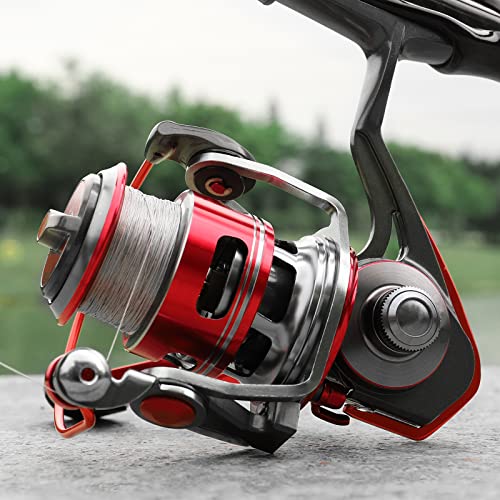TRUSCEND Spinning Fishing Reel, Aviation Metal Material Body Reels, Industrial Durable-Strength, High Speed & Stability, Ultra-Light & Powerful, Smoother & Durable, Saltwater Freshwater Fishing Gear - color: B2-Red-3000