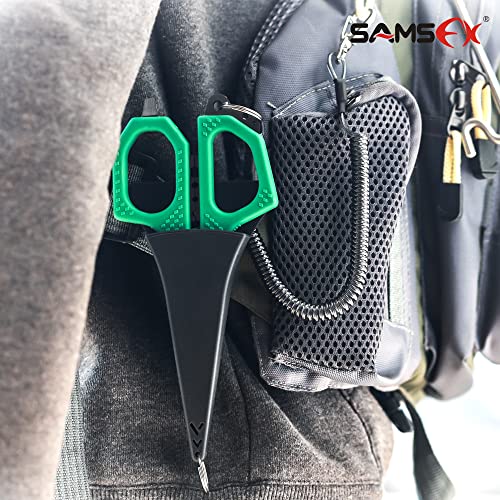 SAMSFX Fishing Braid Line Scissors Shears with Non-Slip Grip Handles (Green Handle) - color: A: Green Kraton Handle, Hard Sheath
