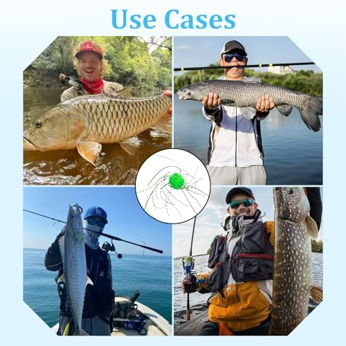 10 Pack Fuzzy Dice Fishing Lure, Dice Baits for Bass Fishing, Tumbleweed Lure, Used to Attract Catfish and Bass in Streams, with Tentacles, Bright Freshwater Silicone Soft Bait