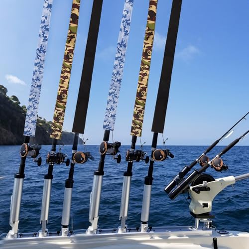 Neoprene Camo Fishing Rod Sleeves,Fishing Pole Sleeves,Fishing Rod Socks | UV Resistance,Puncture Resistant, Protect Casting, Spinning, Trolling Fishing Rods, Storage, tangled-free,75in,68in,60in - color: Blue camo, size: 75"