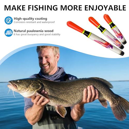 QualyQualy Catfish Fishing Bobbers, Weighted Catfish Pole Floats/LED Fsihing Bobber, 3PCS High Visibility Wood Pole Fishing Float - color: C-White Bowling Pin, size: 8"-3Pcs
