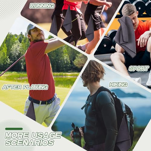 Batiyeer 12 Pcs Golf Towel Bulk for Golf Bags Microfiber Fabric Towel with Clip Waffle Pattern, Fitness, Camping, Hiking, Yoga - color: Gray