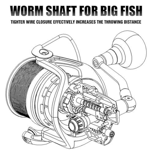 Heavy Duty Spinning Reel Metal Body with CNC Machined Spool 55LB Max Drag 8/10+1 BB Ultra Smooth 4.1/4.6/4.8:1 High Speed Gear Ratio Saltwater Freshwater Fishing Reel for 8000 to 16000 Series - color: SKM14000
