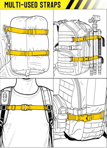 Molle Tactical Backpack Straps 24" Adjustable, Rush Tier System Molle Accessories for Military Assault Backpack Army Rucksack Attachment Nylon Compression Tie Down Strap for Tripod Gear, Sleeping Bag - color: Black 4Packs, style: Style B