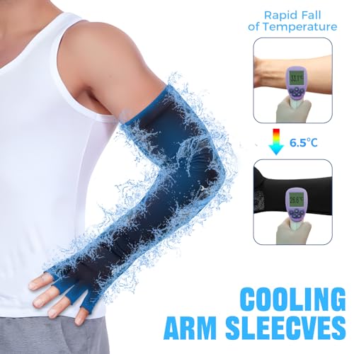 UV Protection Gloves - Non Slip Sunblock Gloves for Summer Outdoor Fishing & Driving - color: Black Blue