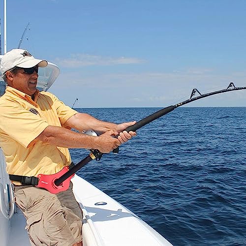 SANLIKE Fishing Belt Fight Belt Adjustable Aluminum Waist Fighting Belt Rod Holder Stand-up Fishing Belt - color: Red