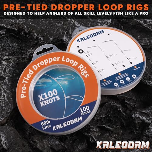 20lb-70lb 100knots Pre-Tied Dropper Loop Fishing Rig, 18" Spacing, 5.5" Loop Size, Ideal for Saltwater & Freshwater Fishing - size: 60LB-100knots