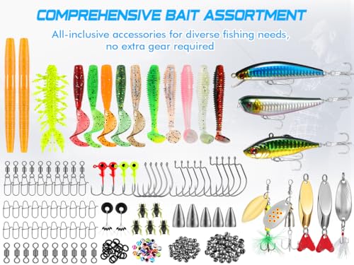 PLUSINNO Fishing Lures, 137Pcs Tackle Box with Tackle Included, Crankbaits, Spoon, Hooks, Weights & Other Accessories, Fishing Bait Lure Gear Kit Gift for Men Bass Freshwater - color: ORANGE