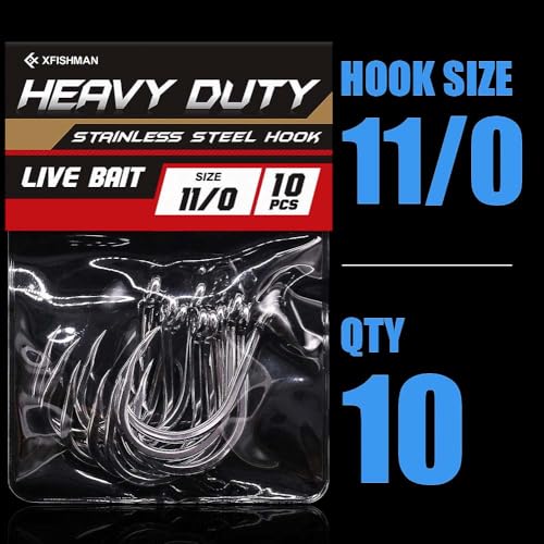 3X-Strong-Octopus-Hooks-Saltwater-Fishing-Circle-Hooks- Stainless Big Game Size 1-13/0 - size: 11/0 Pack of 10