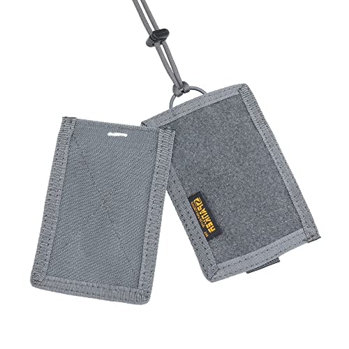 EXCELLENT ELITE SPANKER Tactical ID Card Holder Hook & Loop Patch Badge Holder Key Ring with Adjustable Neck Lanyard (Grey) - color: Grey