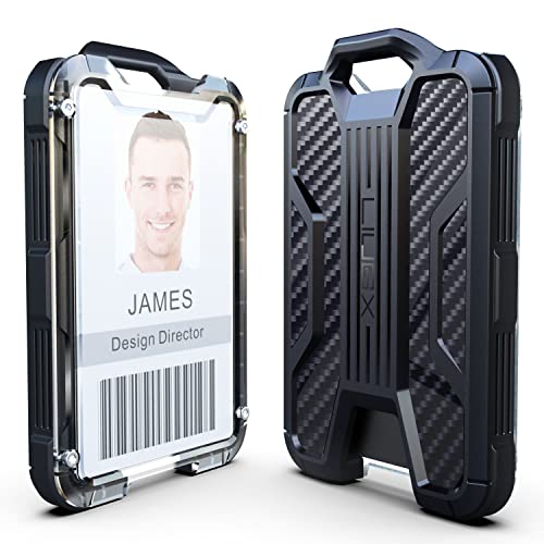 LIUGX Retractable Badge Holder with Belt Clip, Heavy Duty Carabiner Keychain,Durable ID Card Holder (Holds 4 Cards), Carbon Fiber-Texture, with 31.5”Badge Reel Key Chain, 10,000+ Rebound, Silver-Black - color: Belt Clip Ver.silver