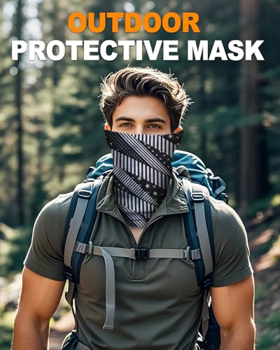 4Pack Neck Gaiter for Men Women Face Cover Mask Head Wrap Balaclava Headwear Bandana Headband Magic Scarf - color: A-black Stripes