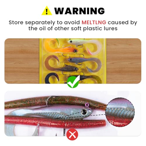 TRUSCEND Duramax Easy Catch Soft Fishing Lures with BKK Hook, Trembly Sinking & Vibrating Swim for More Bites, Pre-Rigged Curly & T-Tail Swimbait for Bass, Trout, Crappie, Freshwater Saltwater Fishing - color: A3-4"-1/2oz
