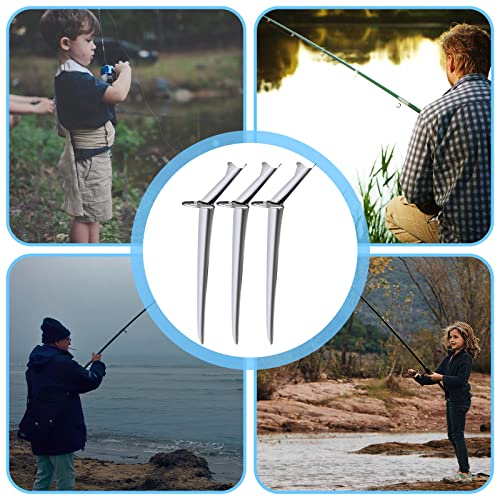 6 Pcs Fishing Rod Holders Stainless Steel Ground Support Fishing Pole Stand Fish Pole Folding Holders Bracket Stake Rod Rack for Bank Beach