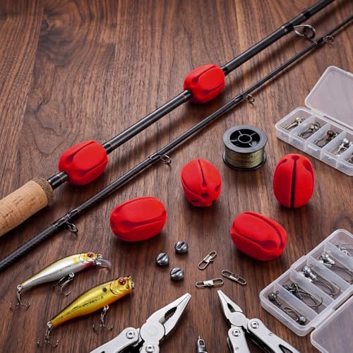 30 Pieces Silicone Fishing Rod Holder Straps Portable Fishing Rod Fixed Ball Rubber 5 Hole Lightweight Tackle Ball for Fish Enthusiasts Portable Fixed Straps Rubber - color: Red