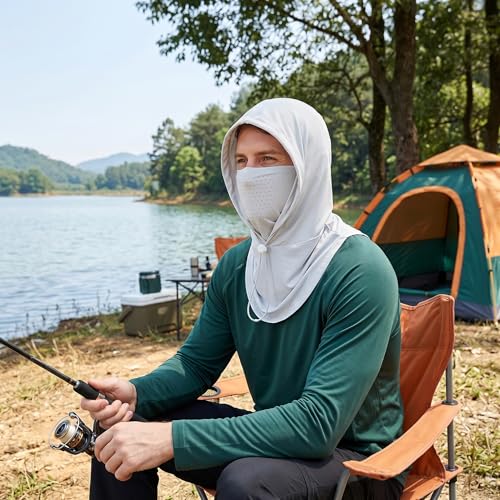Cooling Balaclava Face Mask Sun UV Protection Hood Full Head Mask Face Cover with Breathable Holes for Cycling Fishing - color: White
