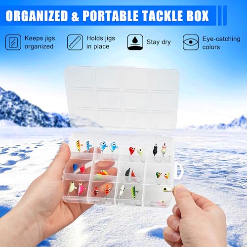 Ice Fishing Jigs Lures kit, Luminous Ice Fishing Gear Crappie Panfish Jigs Head Fishing Hooks Set for Winter Ice Jigging Walleye Perch Bluegill 24/36/48pcs - style: 24pcs