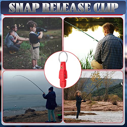 Honoson 20 Pieces Heavy Tension Snap Release Clips Padded Trolling Clips with Key Ring for Weight Planer Board Offshore Kites Downrigger Fishing - color: Red