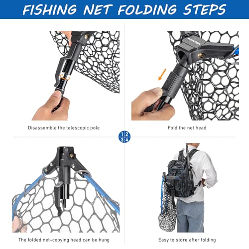 THKFISH Carbon Fiber Fishing Landing Net- 27 to 157.5 Inch Long Handle, Portable Collapsible Fishing Net for Salmon, Steelhead, Fly, Catfish, Bass, Trout Fishing, Trout Net, Dip Net Gifts for Men - size: 157.5” Telescopic Handle