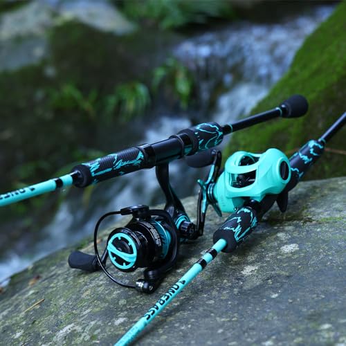 One Bass Spinning Rod & Casting Rod, High Performance IM6 Graphite Fishing Pole for Bass Fishing,2- Piece Desgin for Travel - size: 6'6"-M-Fast, style: Casting
