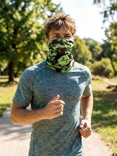 9 Pieces Men Balaclava Neck Gaiter Face Mask Summer Sun Protection Cooling Breathable Head Cover Scarf Bandana - color: Classic Camouflage