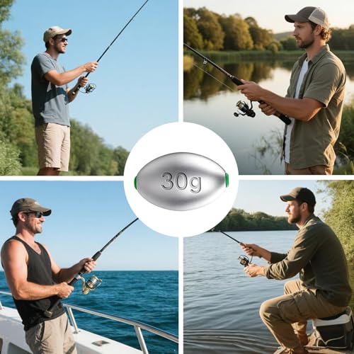Fishing Egg Lead Sinkers Kit, 20pcs/25pcs Oval Shot Drop Weights Sinker for Bass Carp Catfish Saltwater Freshwater Casting Bottom Fishing Tackle (0.35oz/0.53oz/0.7/1oz) - color: 1oz-20pcs